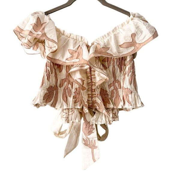 Free People Llani Applique Set, Mini Skirt Crop Top + Floral Skirt 2 Pieces NEW! - Picture 3 of 8